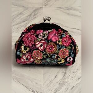 Vera Bradley 25th Anniversary beaded and embroidered kiss lock clutch purse